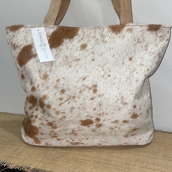 David Jeffery Cow Hide Shoulder Bag Tote - Picture 4 of 14